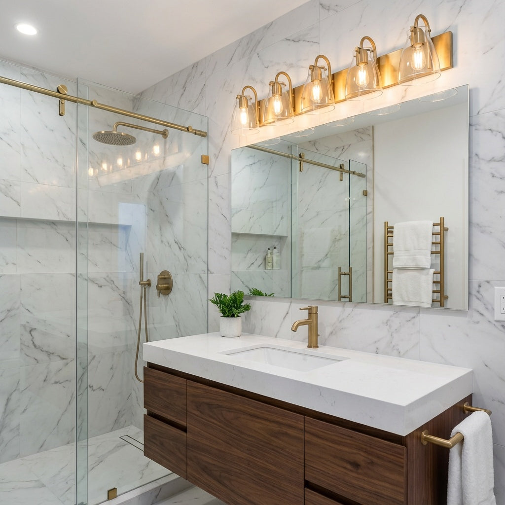 Classic Emma collection 5 Light Vanity in Brass by DVI