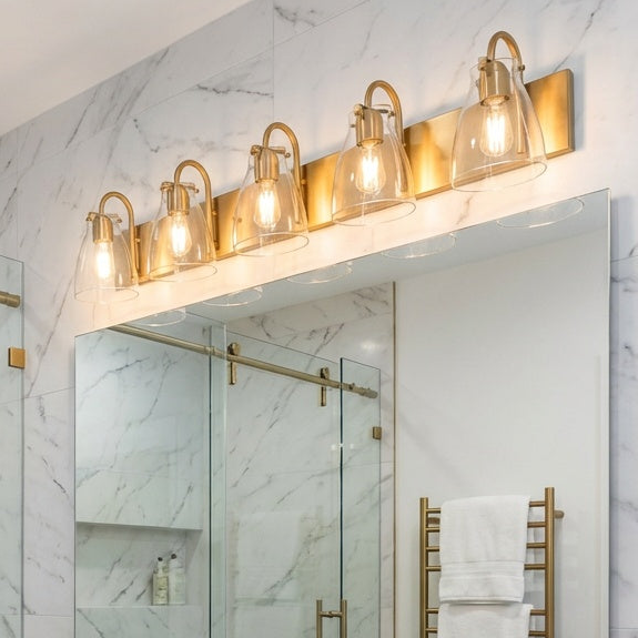 Classic Emma collection 5 Light Vanity in Brass by DVI