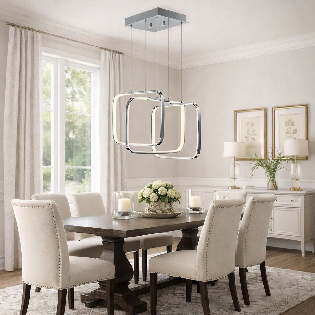 E24553-PC-Squared LED-Single Pendant in Polished Chrome by ET2