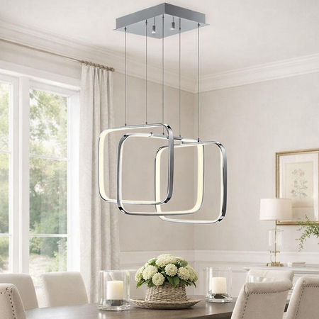 E24553-PC-Squared LED-Single Pendant in Polished Chrome by ET2