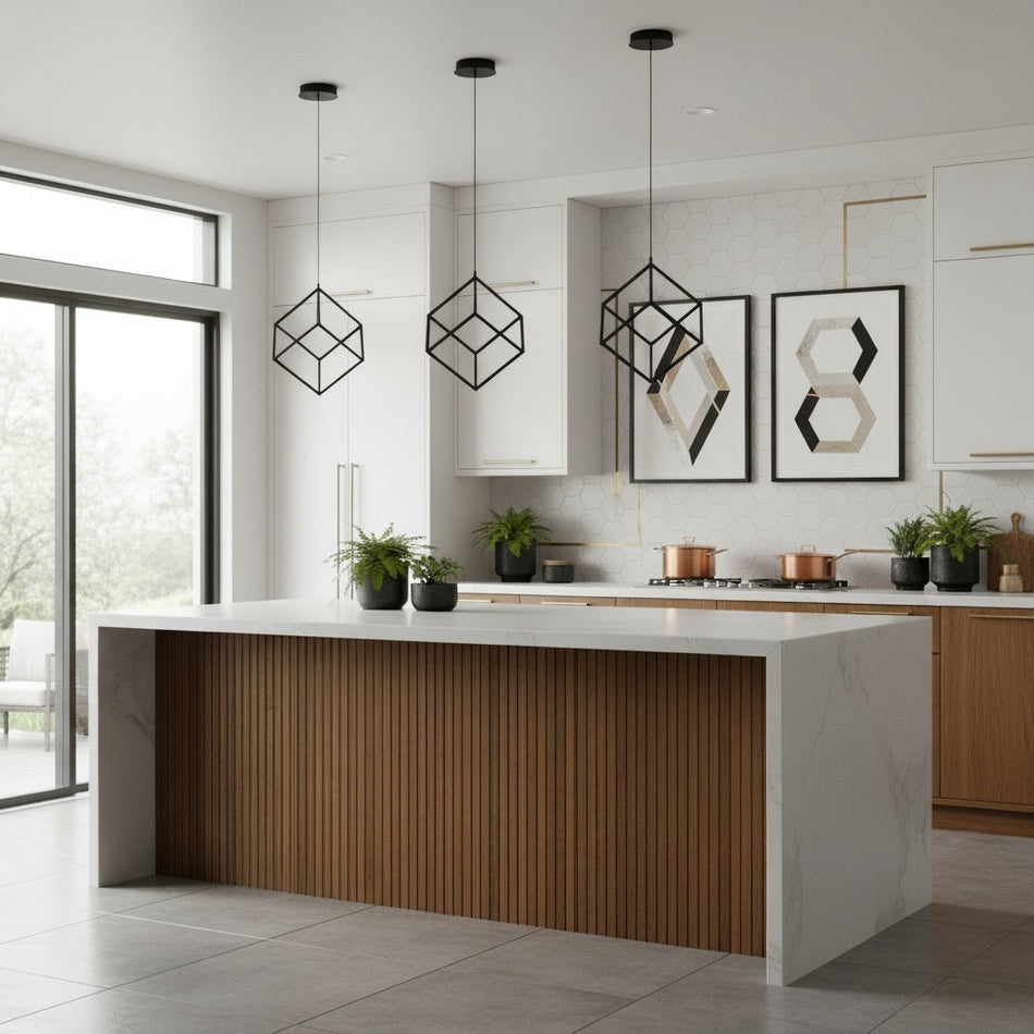 4 Square 1-Light LED Pendant in Black