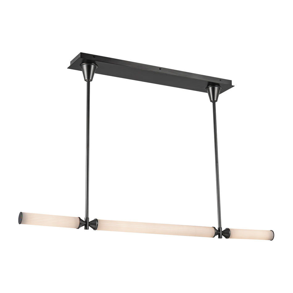 Edwin 48-in Urban Bronze/Frosted Ribbed Glass LED Linear Pendant by ALORA