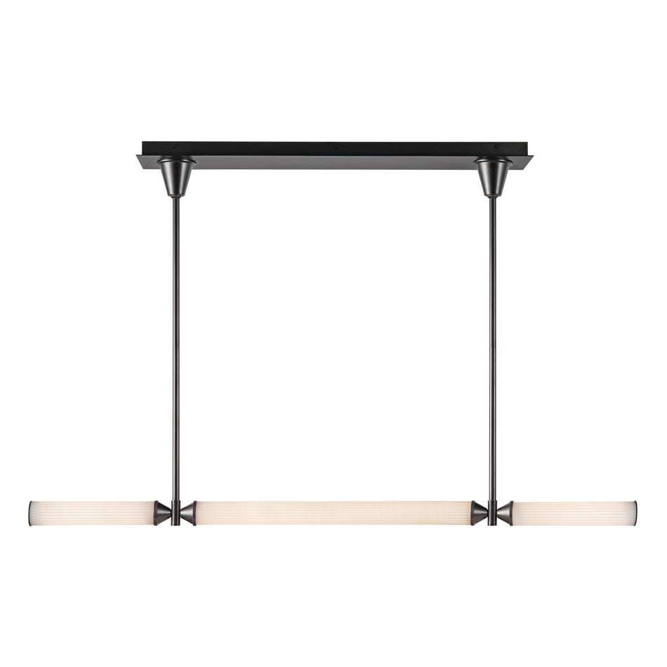 Edwin 48-in Urban Bronze/Frosted Ribbed Glass LED Linear Pendant