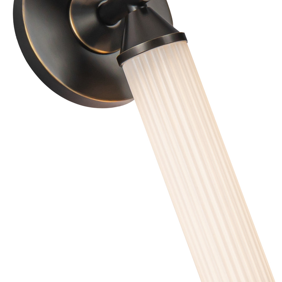 Edwin 22-in Urban Bronze/Frosted Ribbed Glass LED Wall/Vanity by ALORA