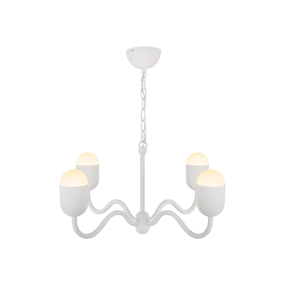 Effie 27-in Antique White/Opal Glass Socket Chandelier