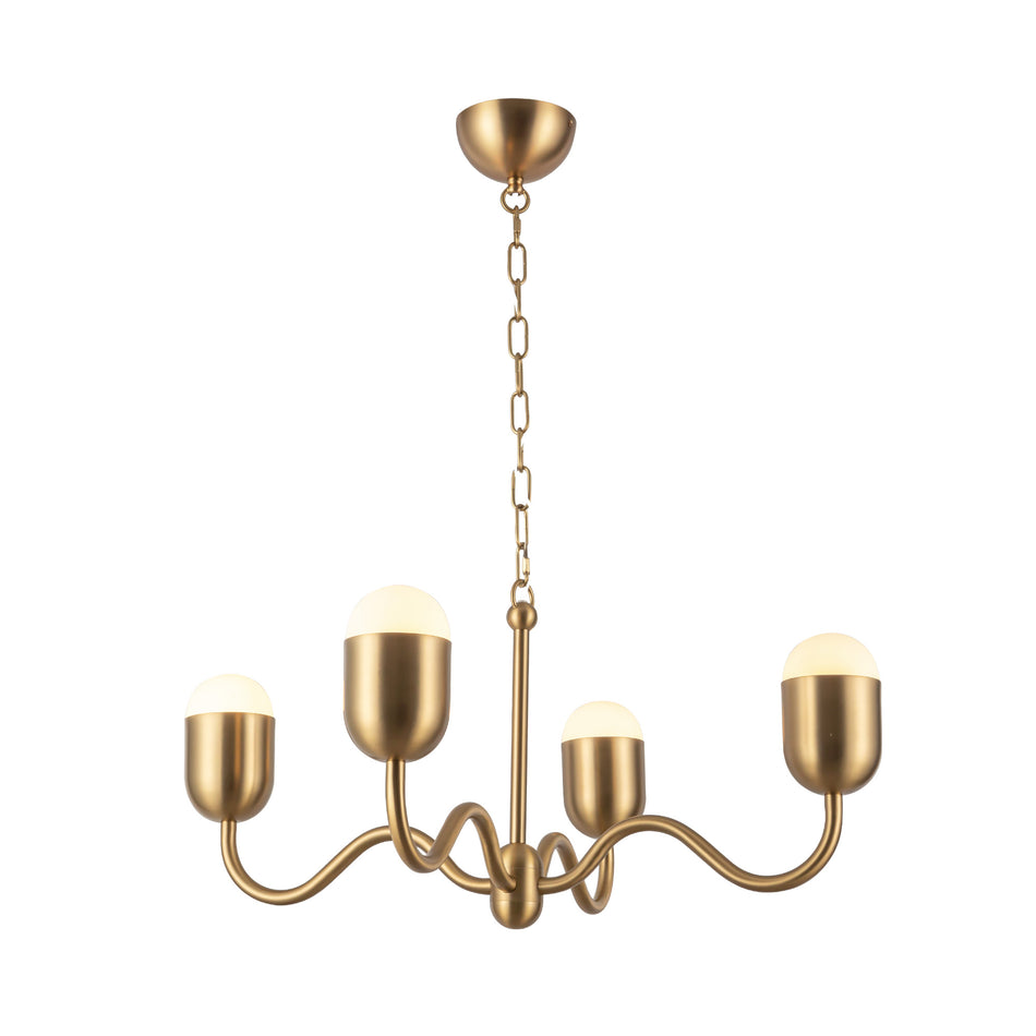 Effie 27-in Brushed Gold/Opal Glass Socket Chandelier by ALORA MOOD