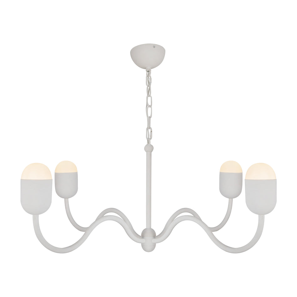 Effie 39-in Antique White/Opal Glass Socket Chandelier