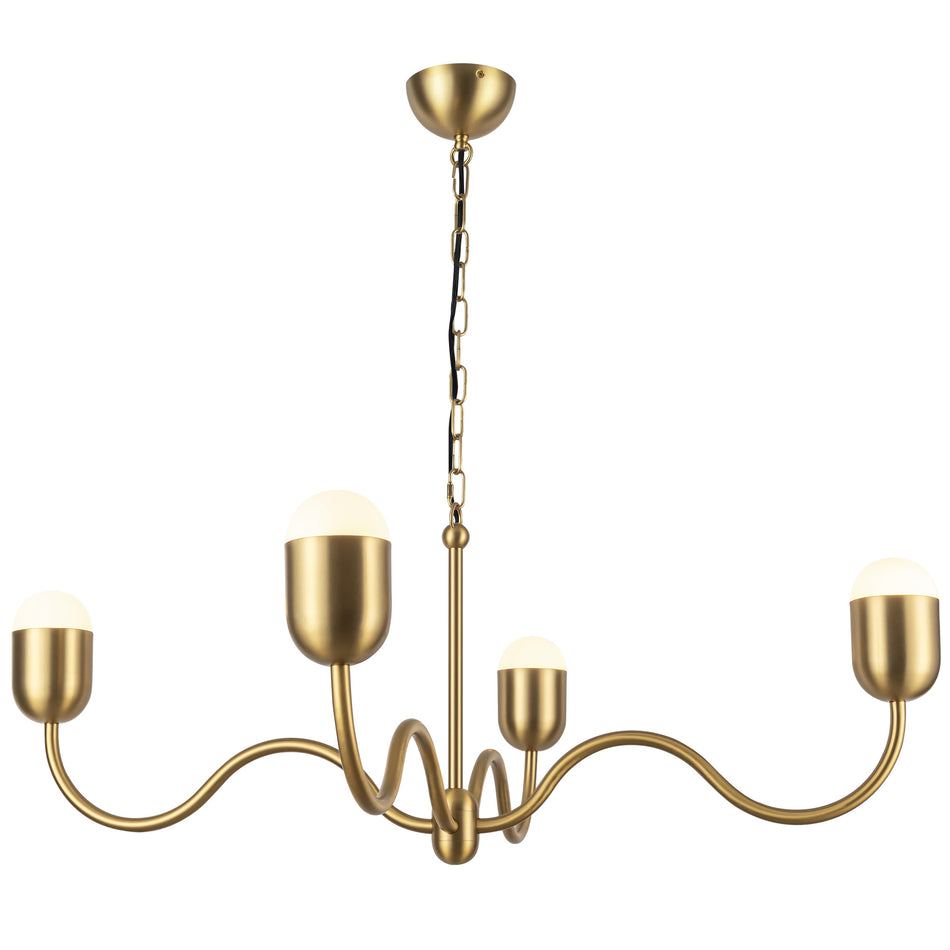 Effie 39-in Brushed Gold/Opal Glass Socket Chandelier by ALORA MOOD