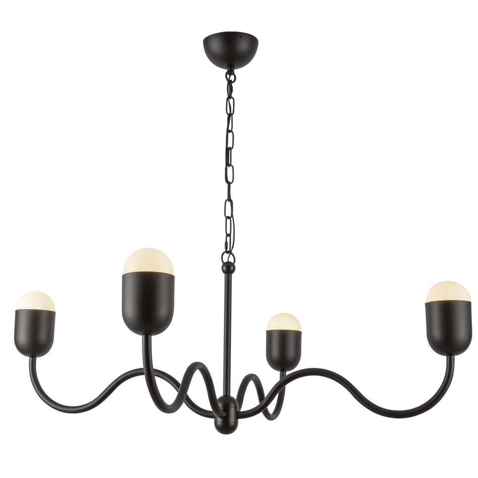 Effie 39-in Matte Black/Opal Glass Socket Chandelier by ALORA MOOD