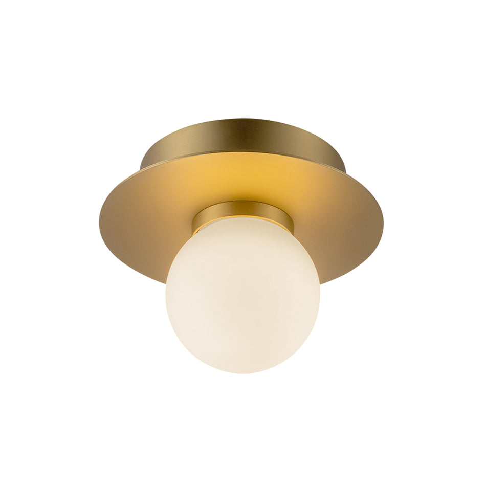 Elixir 6-in Brushed Gold LED Flush Mount by KUZCO