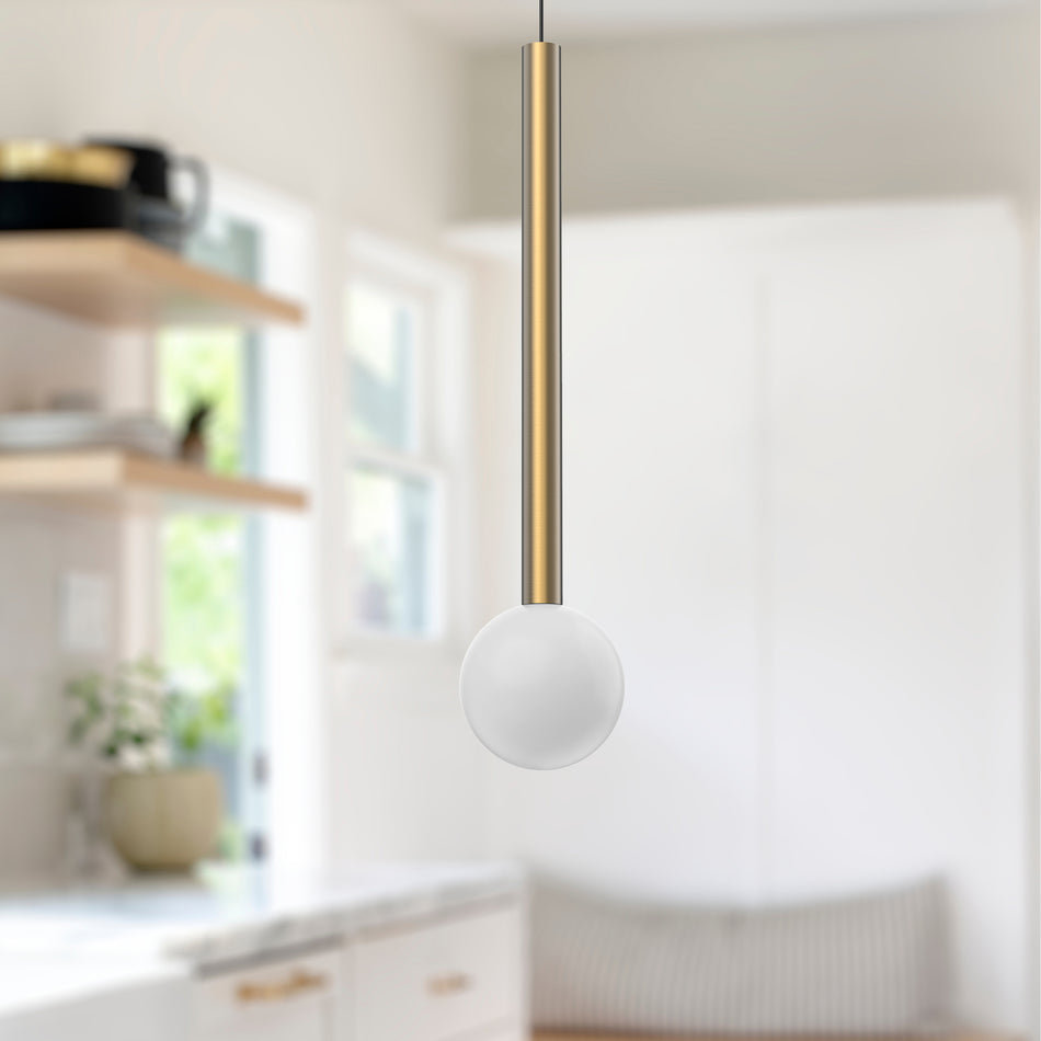 Elixir 18-in Brushed Gold LED Pendant by KUZCO