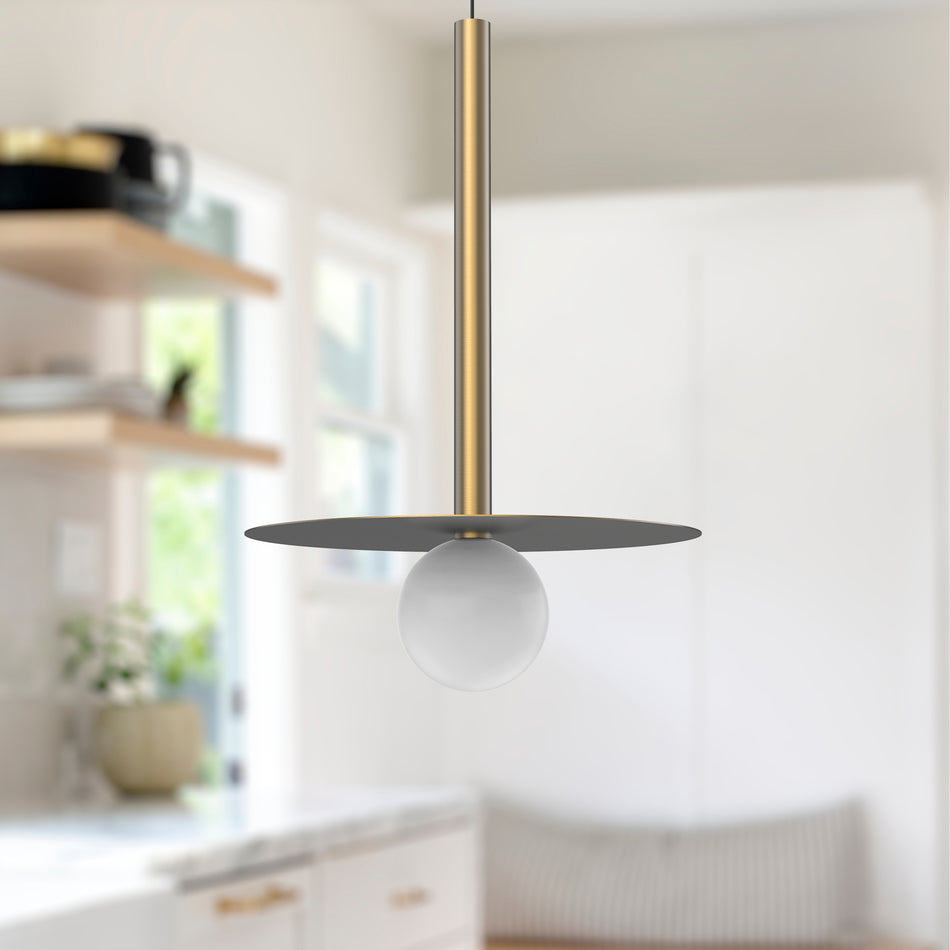 Elixir 19-in Brushed Gold LED Pendant by KUZCO