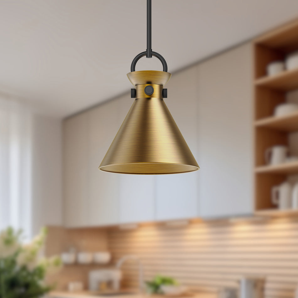 Emerson 11-in Matte Black/Aged Gold 1 Light Pendant by ALORA MOOD