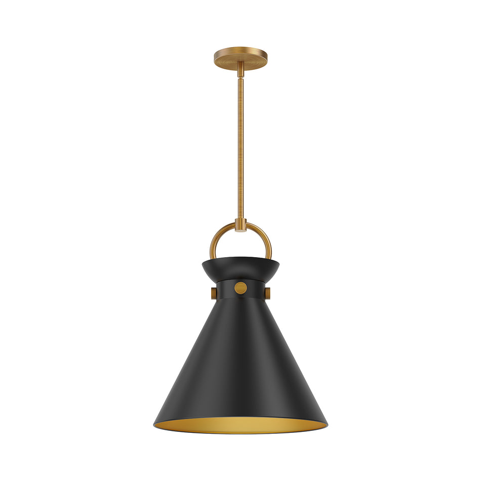 Emerson 14-in Aged Gold/Matte Black 1 Light Pendant