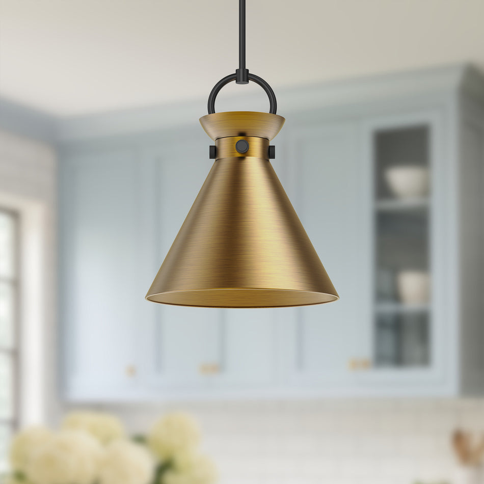 Emerson 14-in Matte Black/Aged Gold 1 Light Pendant by ALORA MOOD