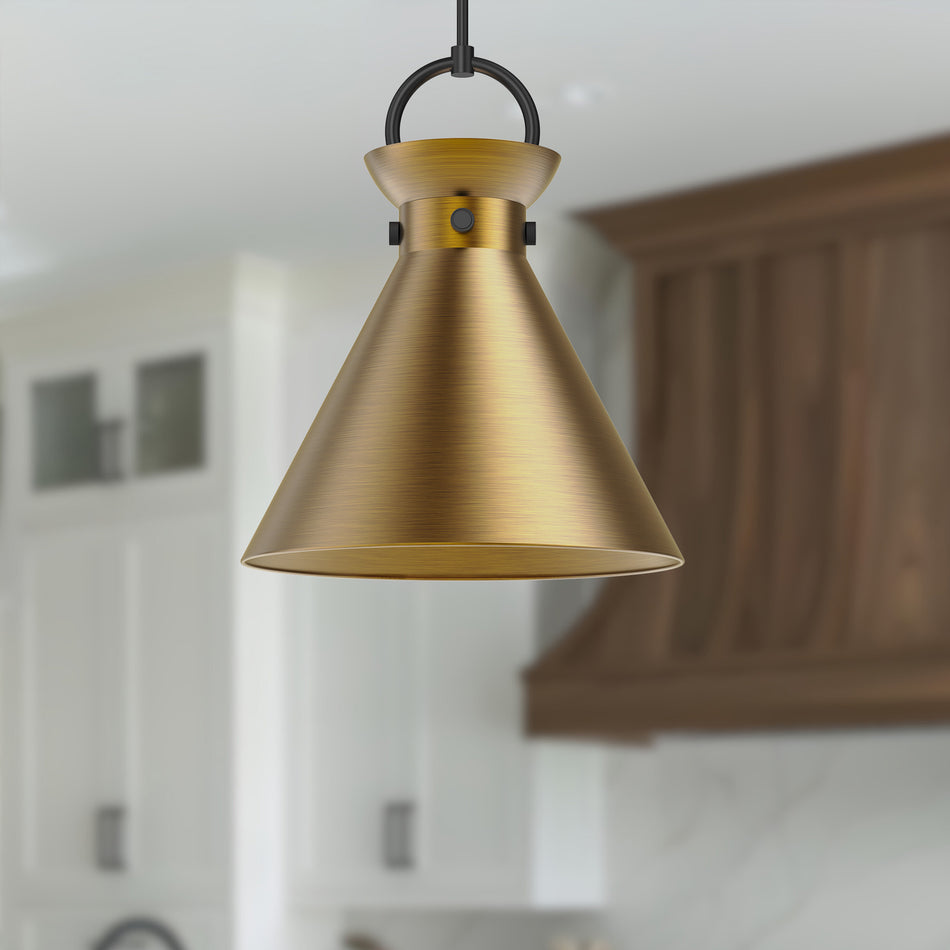 Emerson 18-in Matte Black/Aged Gold 1 Light Pendant by ALORA MOOD