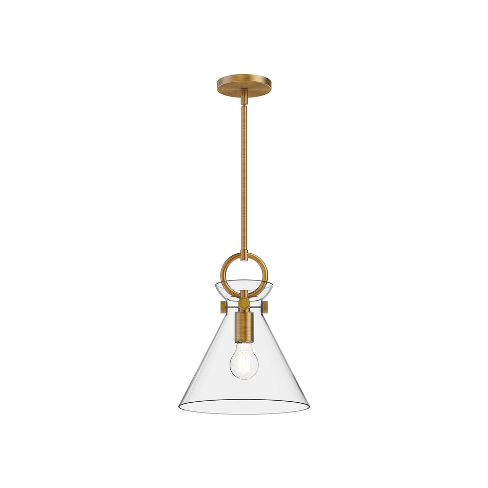 Emerson 11-in Aged Gold/Clear 1 Light Pendant