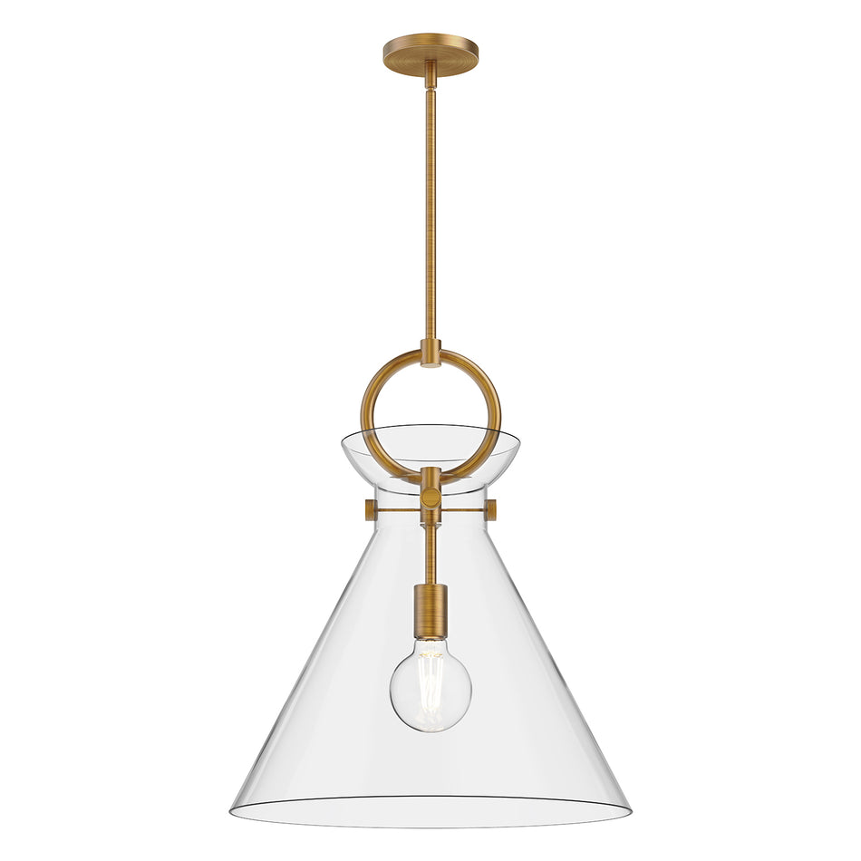 Emerson 18-in Aged Gold/Clear 1 Light Pendant