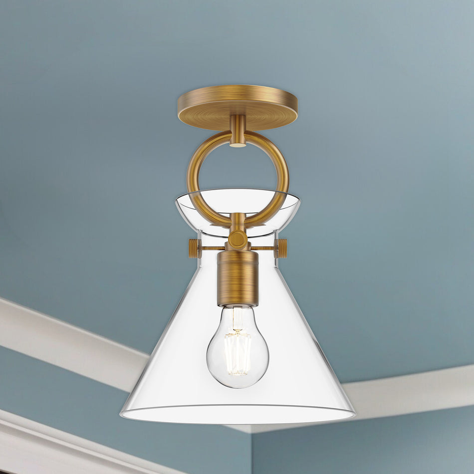 Emerson 9-in Aged Gold/Clear 1 Light Semi Flush Mount by ALORA MOOD