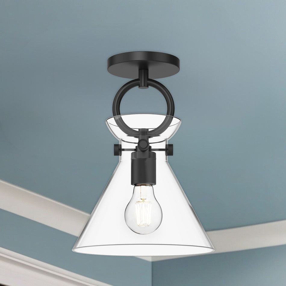 Emerson 9-in Matte Black/Clear Glass 1 Light Semi Flush Mount by ALORA MOOD