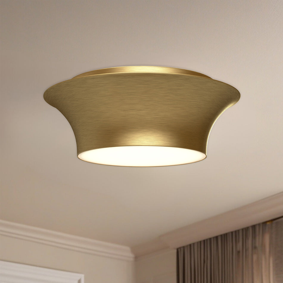 Emiko 12-in Brushed Gold 2 Lights Flush Mount by ALORA MOOD