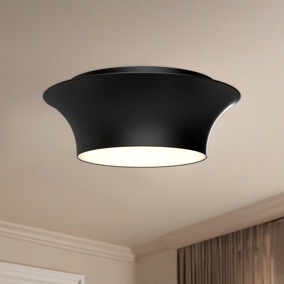 Emiko 12-in Matte Black 2 Lights Flush Mount by ALORA MOOD