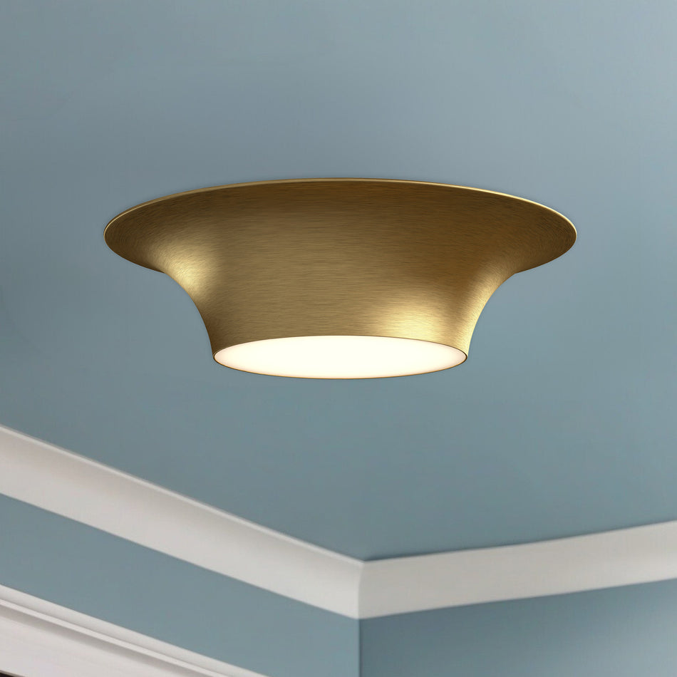 Emiko 16-in Brushed Gold 2 Lights Flush Mount by ALORA MOOD
