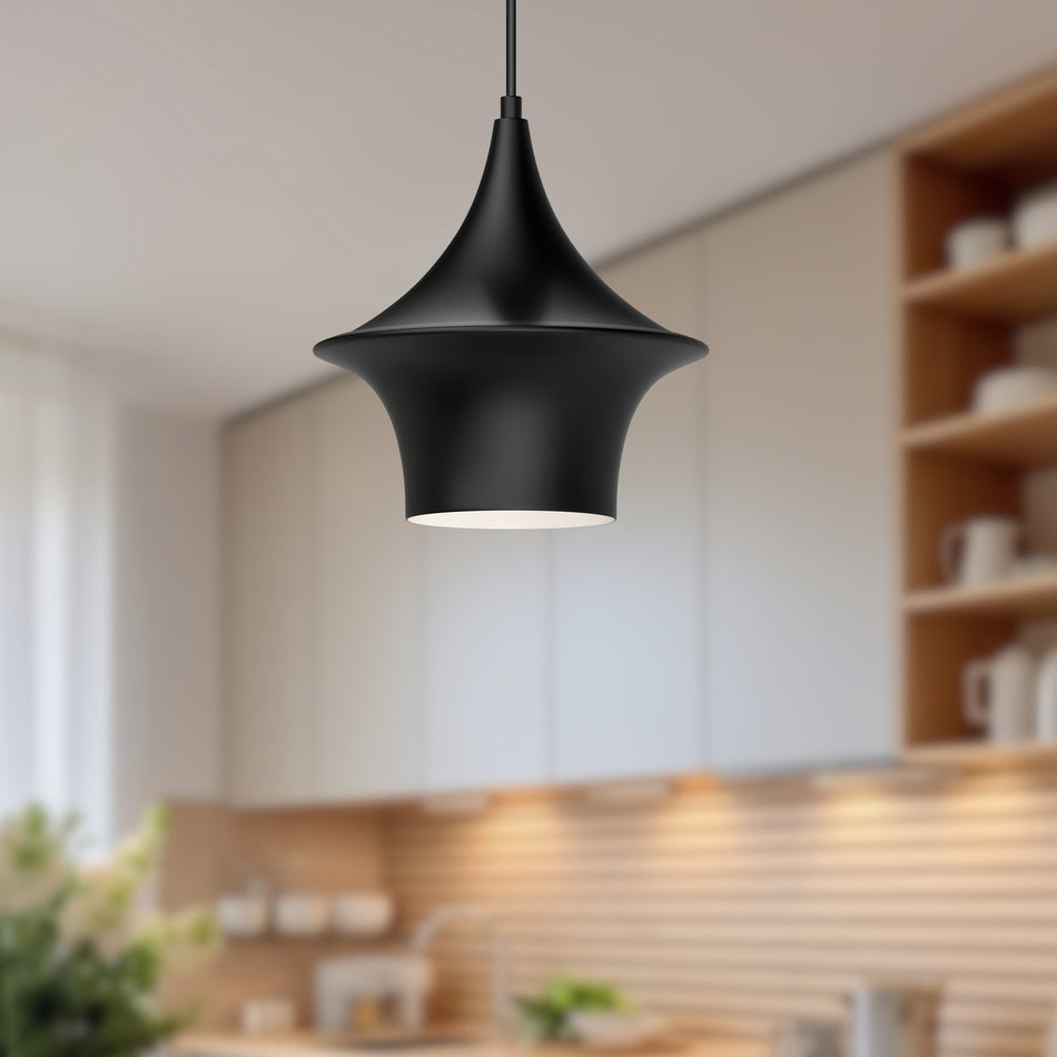 Emiko 9-in Matte Black 1 Light Pendant by ALORA MOOD