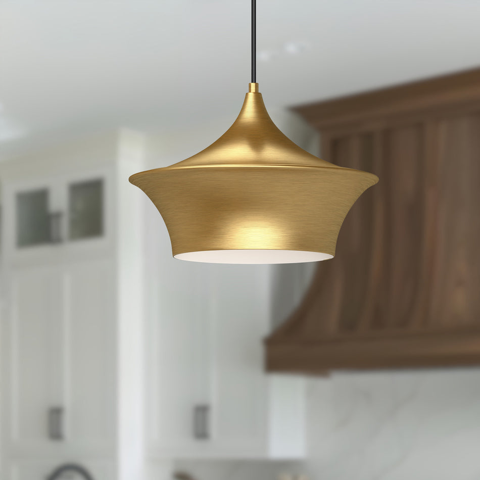 Emiko 12-in Brushed Gold 1 Light Pendant by ALORA MOOD
