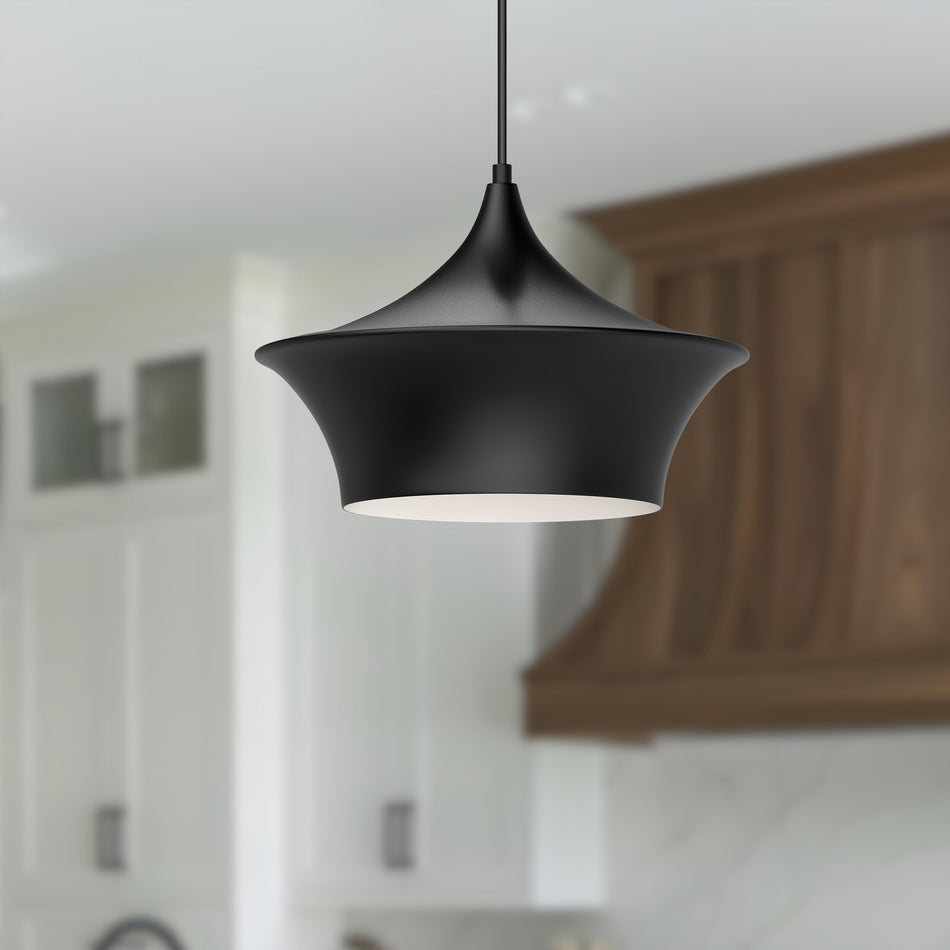 Emiko 12-in Matte Black 1 Light Pendant by ALORA MOOD