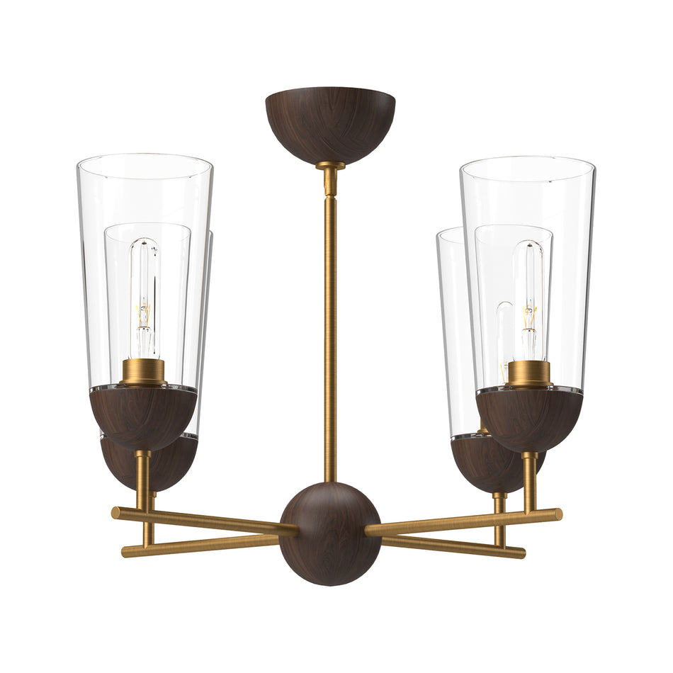 Emil 25-in Aged Gold/Walnut 4 Lights Chandeliers