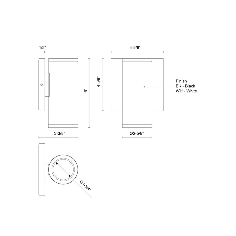 Nordic 6-in (2-in Dia.) White LED Exterior Wall by KUZCO
