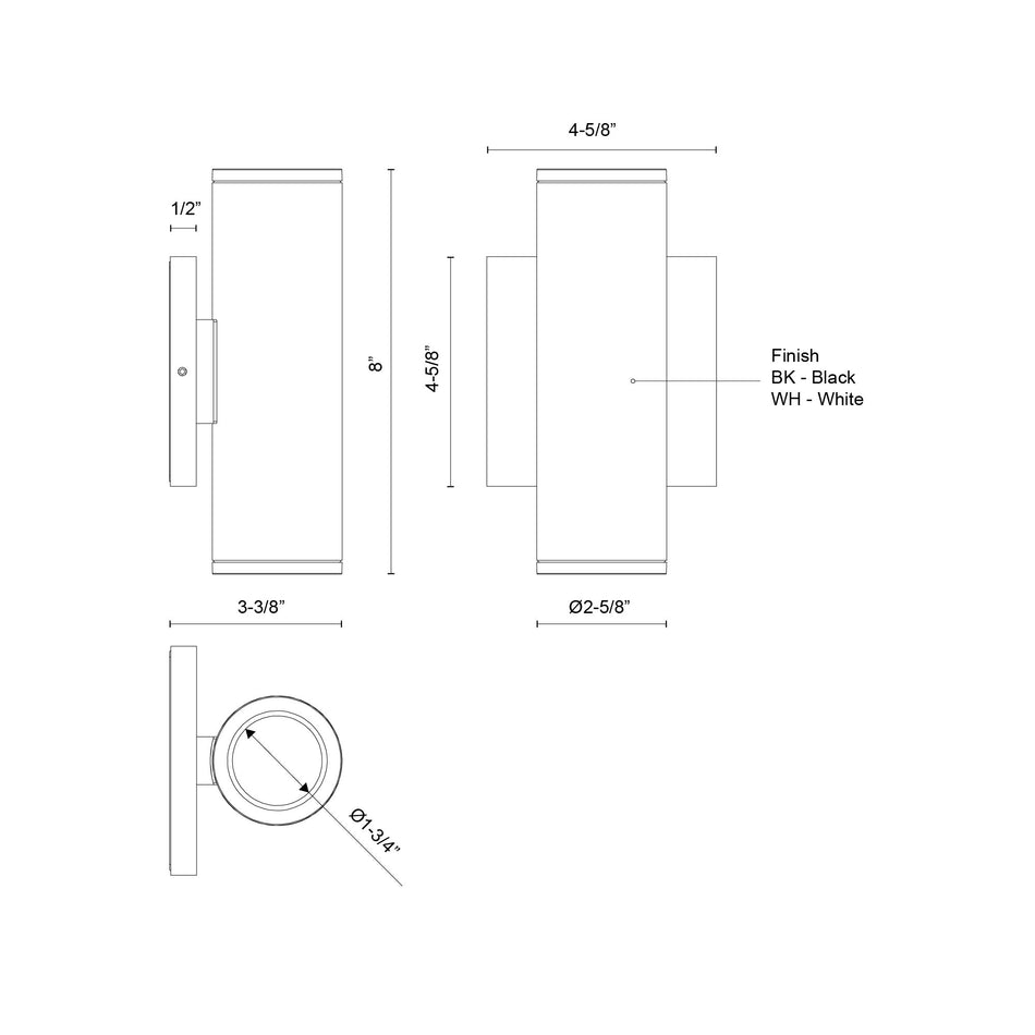 Nordic 8-in (2-in Dia.) White LED Exterior Wall by KUZCO