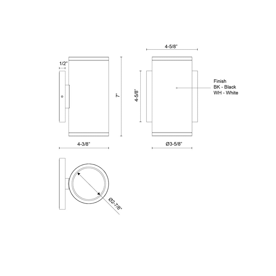 Nordic 7-in (3-in Dia.) White LED Exterior Wall by KUZCO