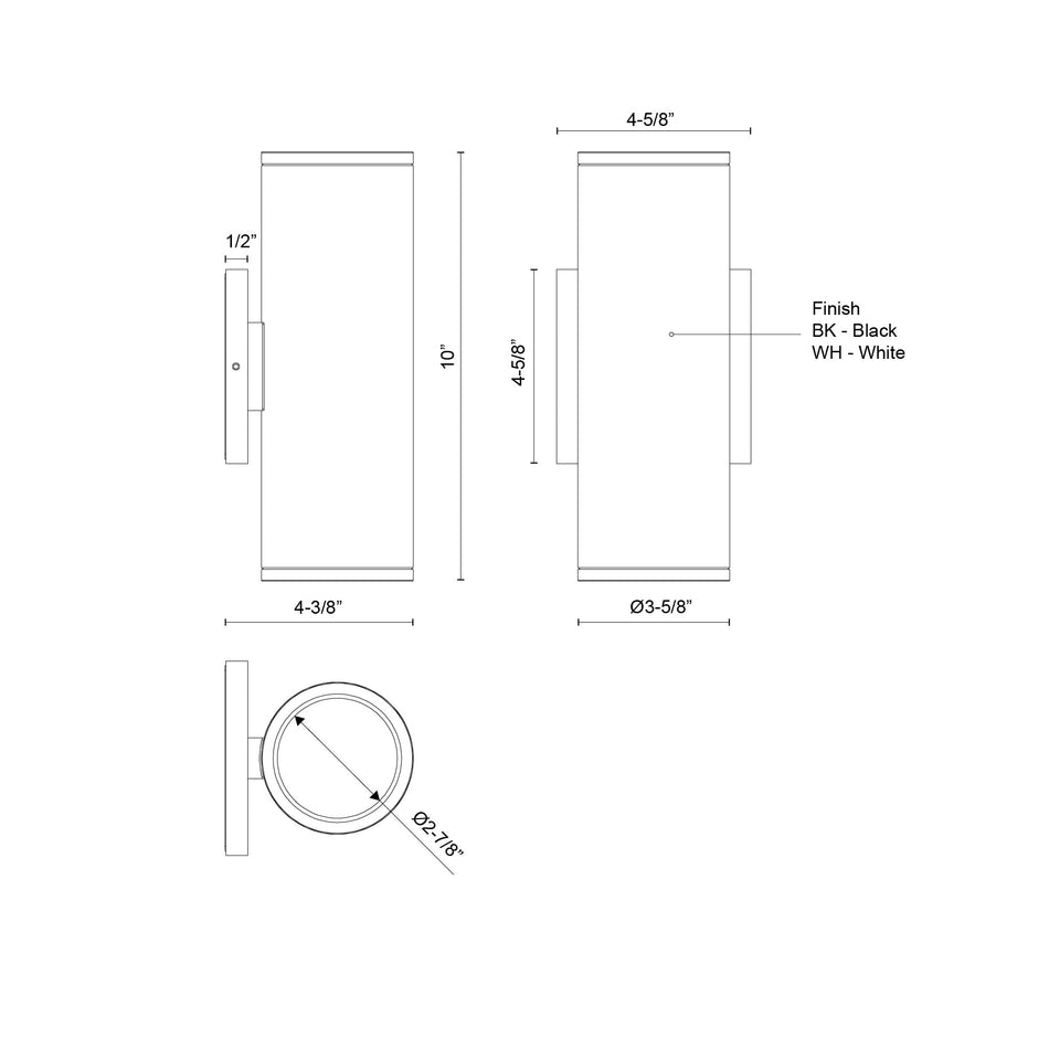 Nordic 10-in (3-in Dia.) White LED Exterior Wall by KUZCO