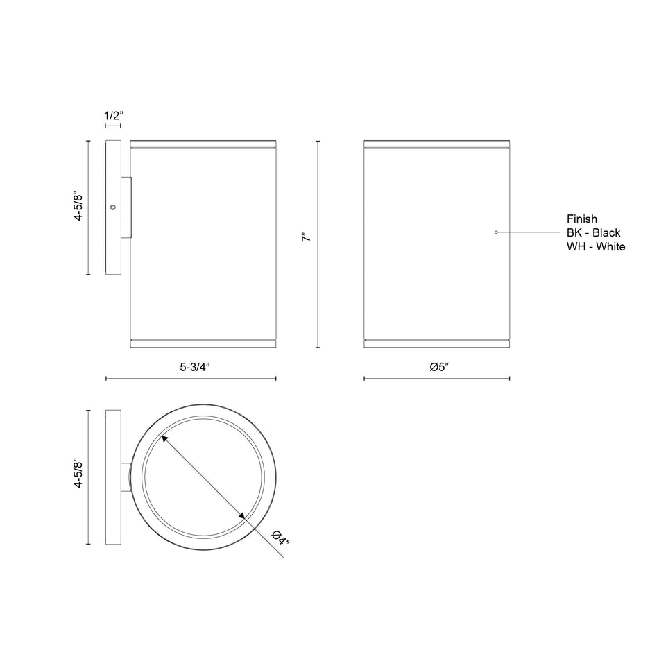 Nordic 7-in (5-in Dia.) White LED Exterior Wall by KUZCO