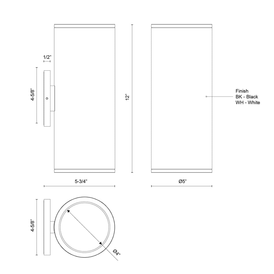 Nordic 12-in (5-in Dia.) White LED Exterior Wall by KUZCO