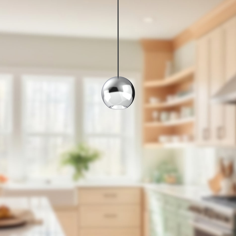 Exo 2-in Chrome LED Pendant by KUZCO