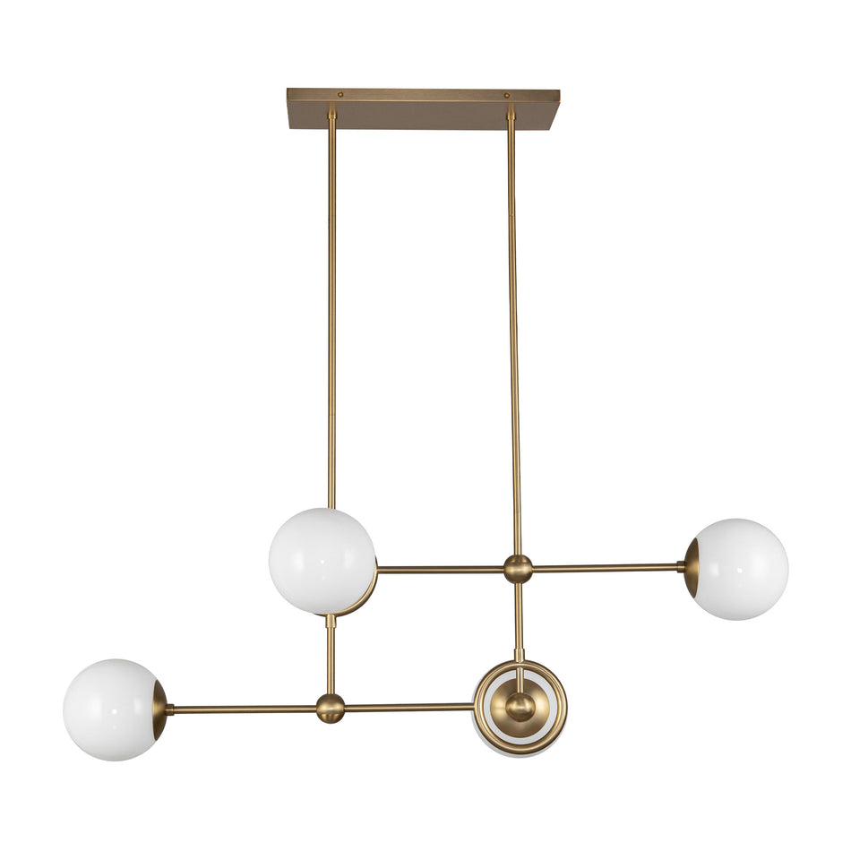Fiore 42-in Brushed Gold/Glossy Opal Glass 4 Lights Chandelier by ALORA MOOD