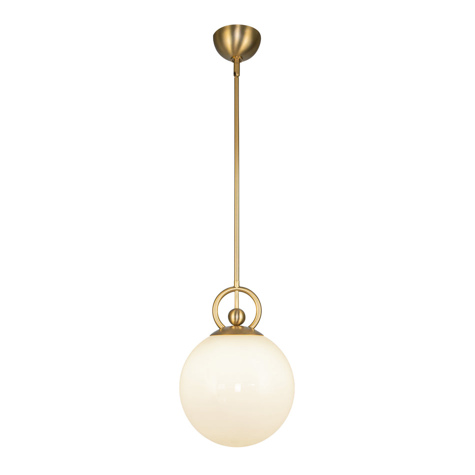 Fiore 10-in Brushed Gold/Glossy Opal Glass 1 Light Pendant