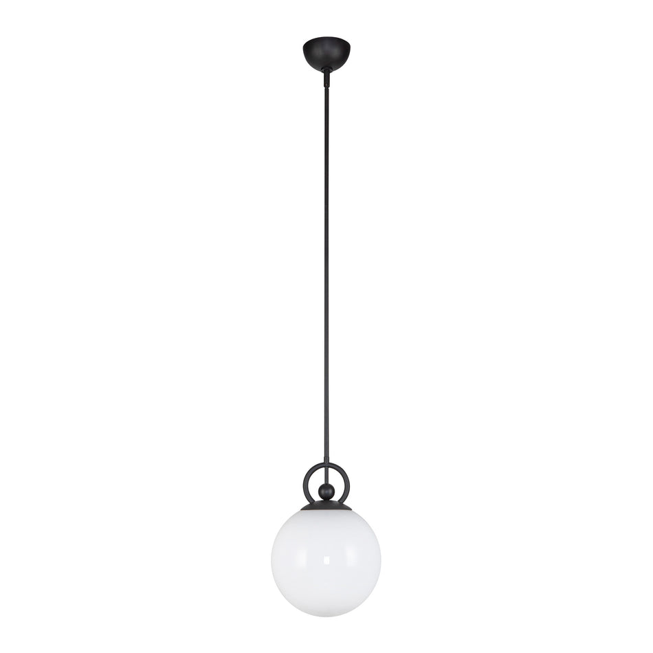 Fiore 10-in Matte Black/Glossy Opal Glass 1 Light Pendant by ALORA MOOD