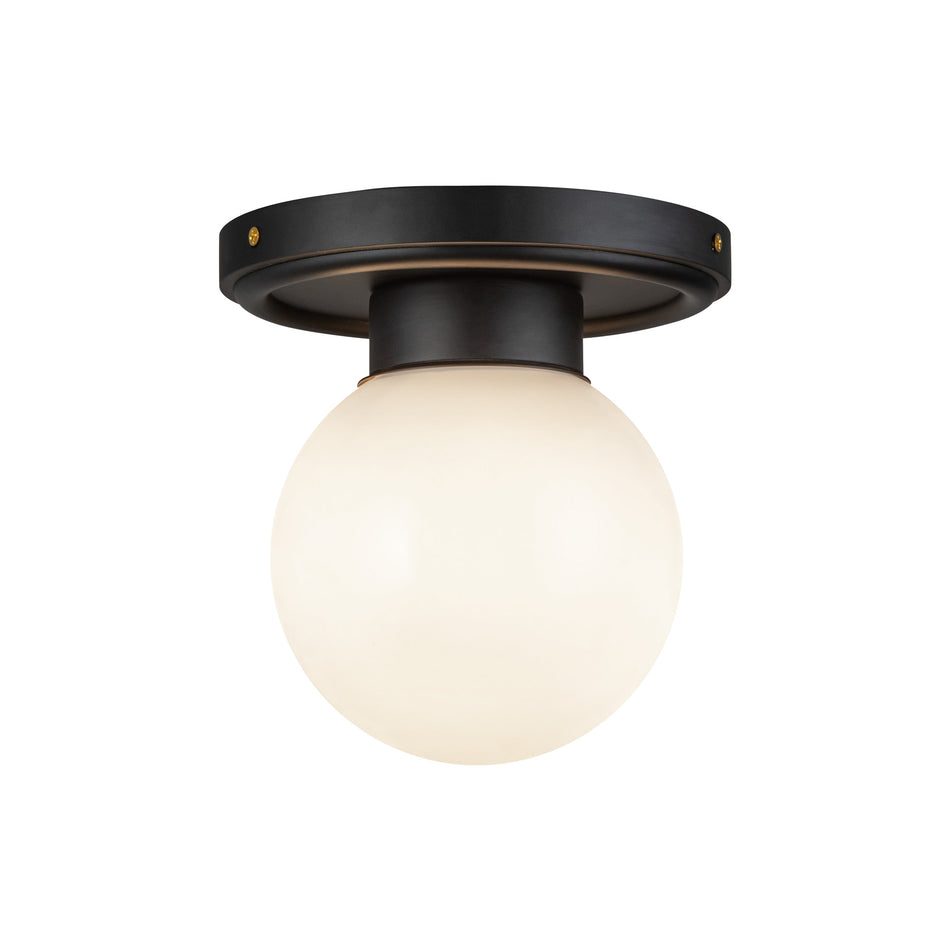 Fiore 6-in Matte Black/Glossy Opal Glass 1 Light Semi-Flush