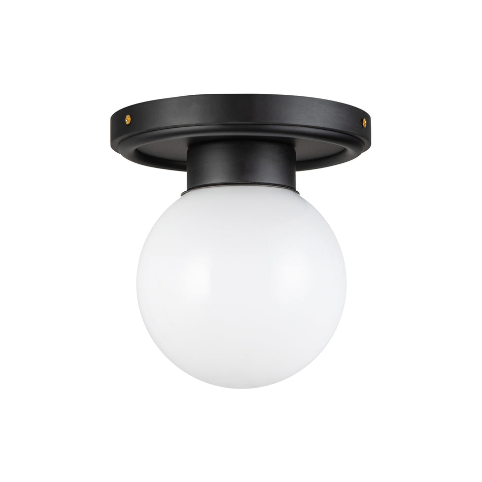 Fiore 6-in Matte Black/Glossy Opal Glass 1 Light Semi-Flush by ALORA MOOD