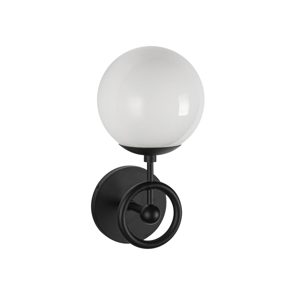 Fiore 6-in Matte Black/Glossy Opal Glass 1 Light Wall Vanity by ALORA MOOD