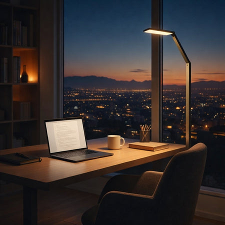The Kendal Lighting FL8449-AL Reco LED Floor Lamp in Aluminum Finish