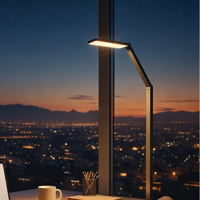 The Kendal Lighting FL8449-AL Reco LED Floor Lamp in Aluminum Finish