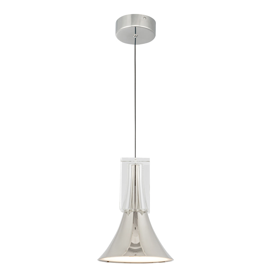 Floe 8-in Polished Nickel/Clear Crystal LED Pendant by KUZCO