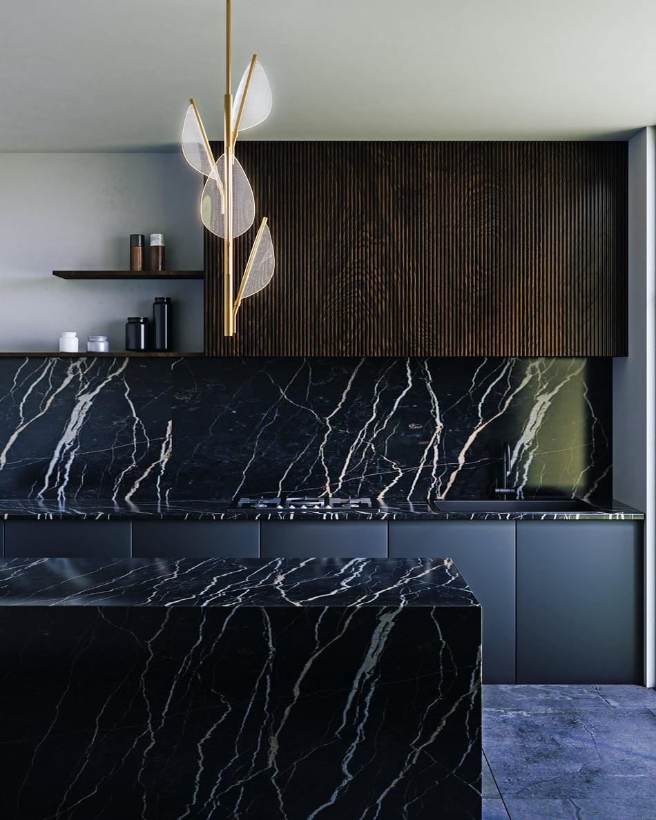 Flora 4 Head Natural Brass LED Pendant by ALORA