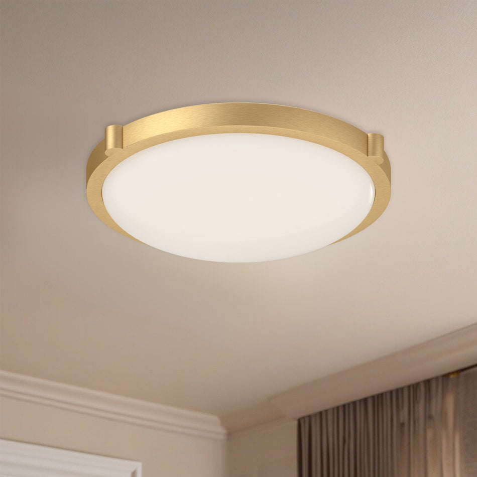 Floyd 13-in Brushed Gold LED Flush Mount by KUZCO
