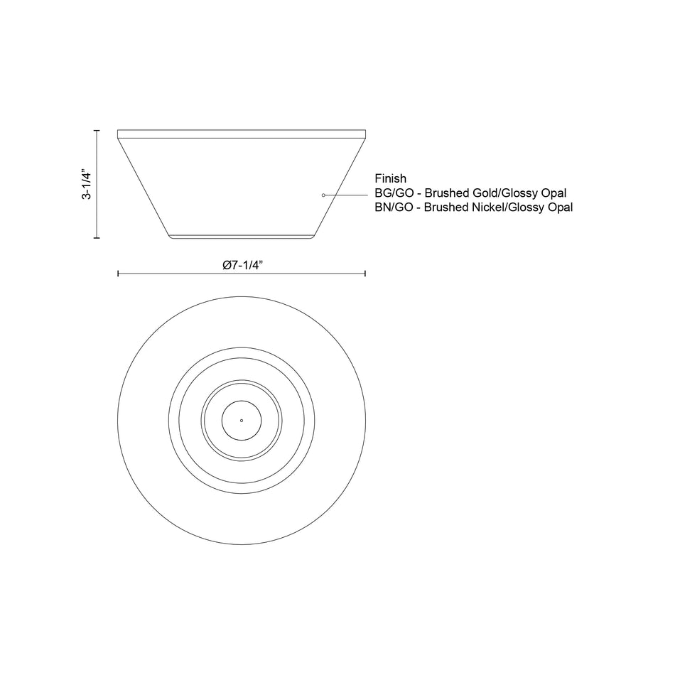 Holt 7-in Brushed Nickel/Glossy Opal Glass LED Flush Mount by KUZCO